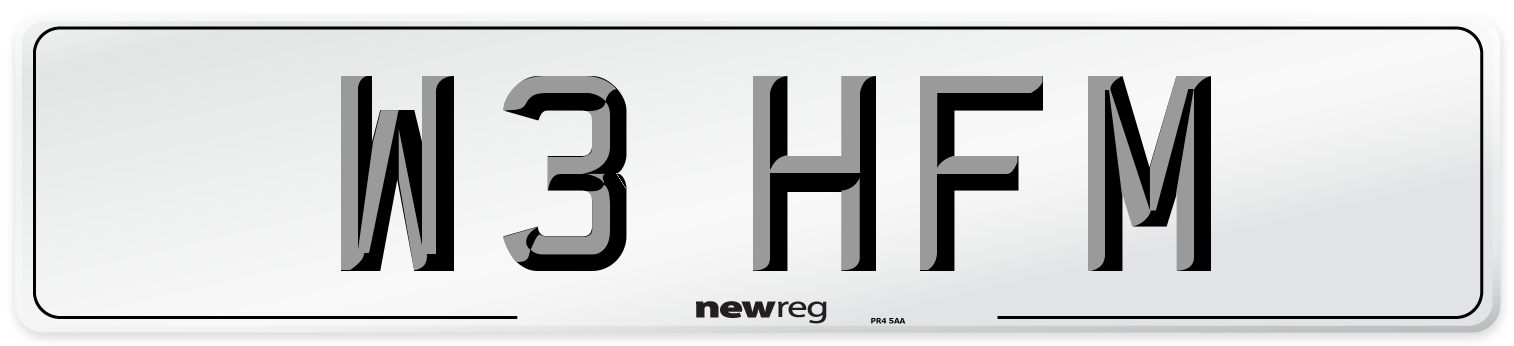 W3 HFM Number Plate from New Reg